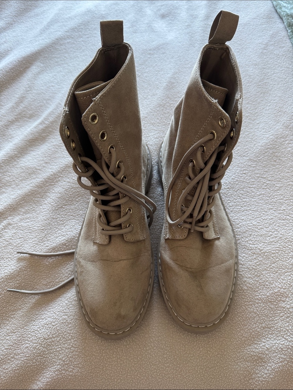 H&M Taupe Lace-Up Combat Boots Size 7